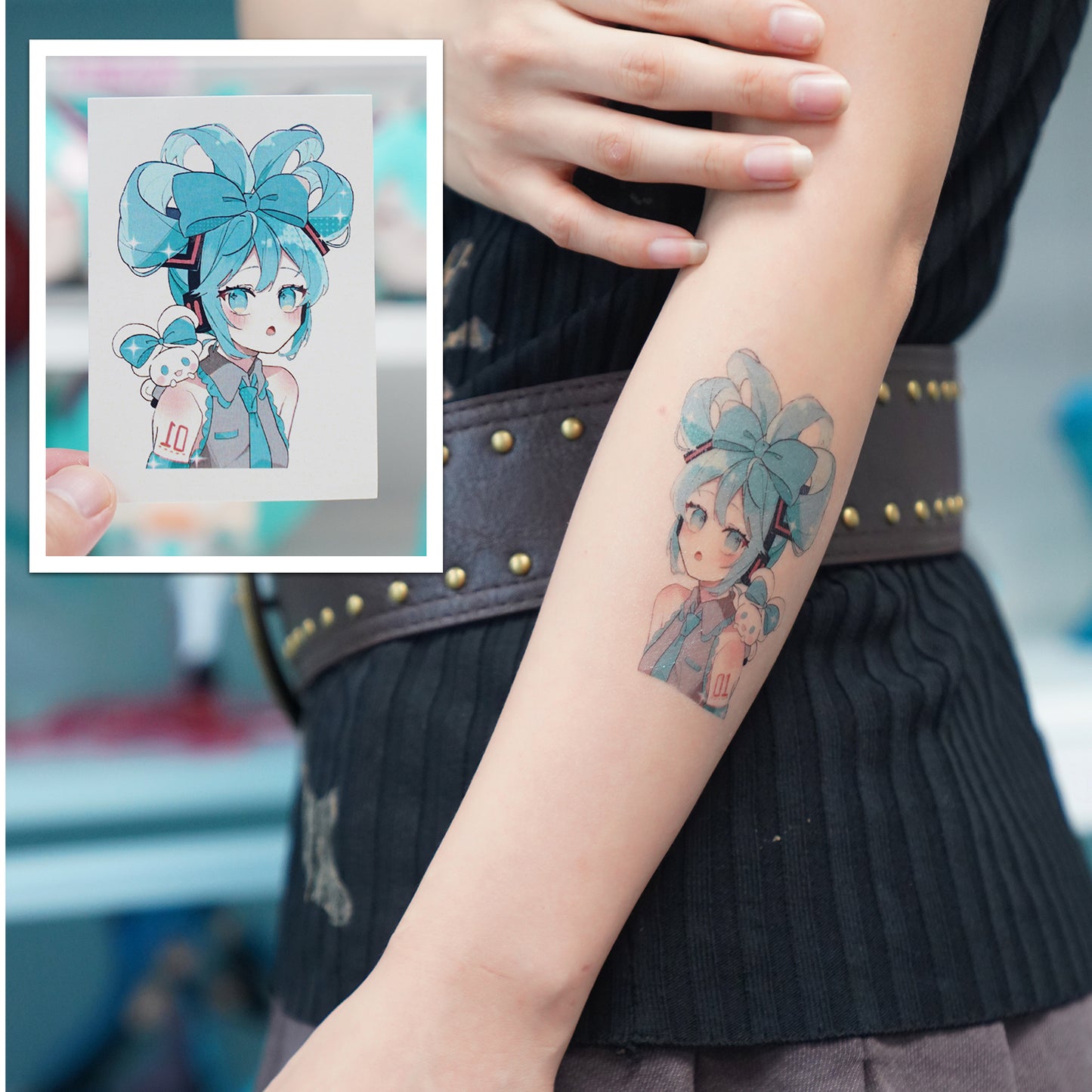 Hatsune Miku Temporary Tattoos – Waterproof Temporary Tattoos for Cosplay, Parties, Festivals, Concerts, and Anime Conventions – Set of 8 Designs