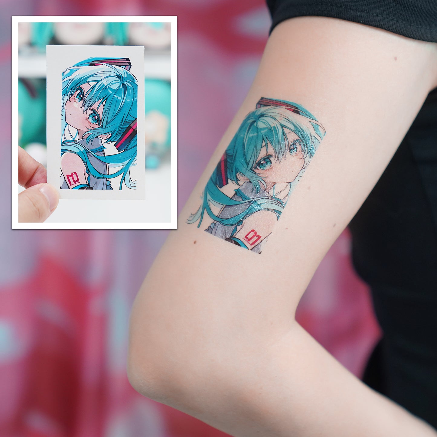 Hatsune Miku Temporary Tattoos – Waterproof Temporary Tattoos for Cosplay, Parties, Festivals, Concerts, and Anime Conventions – Set of 8 Designs