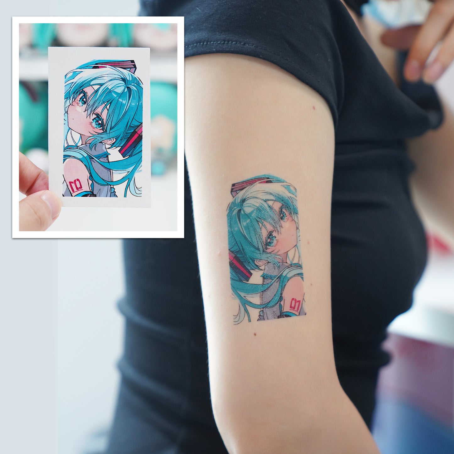 Hatsune Miku Temporary Tattoos – Waterproof Temporary Tattoos for Cosplay, Parties, Festivals, Concerts, and Anime Conventions – Set of 8 Designs