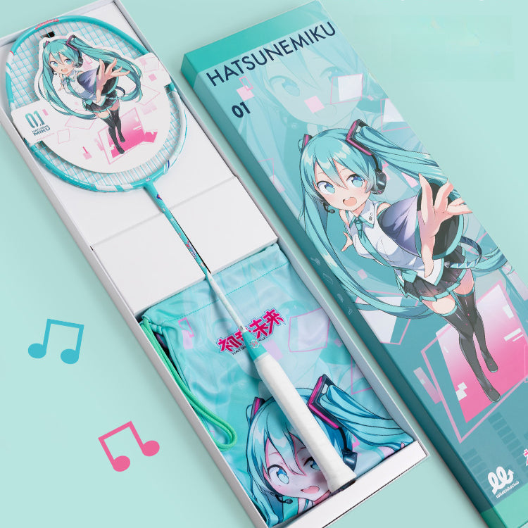 Raquette de badminton entièrement en carbone Hatsune Miku sous licence officielle
