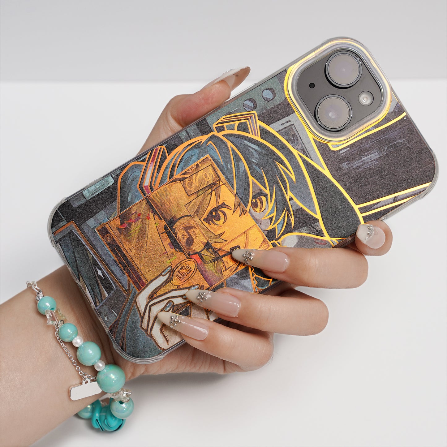 Hatsune Miku Holographic Gradient Phone Case – Angle-Shift Color Effect Protective Cover, Scratch-Resistant & Anti-Drop – Compatible with iPhone, Samsung and Xiaomi