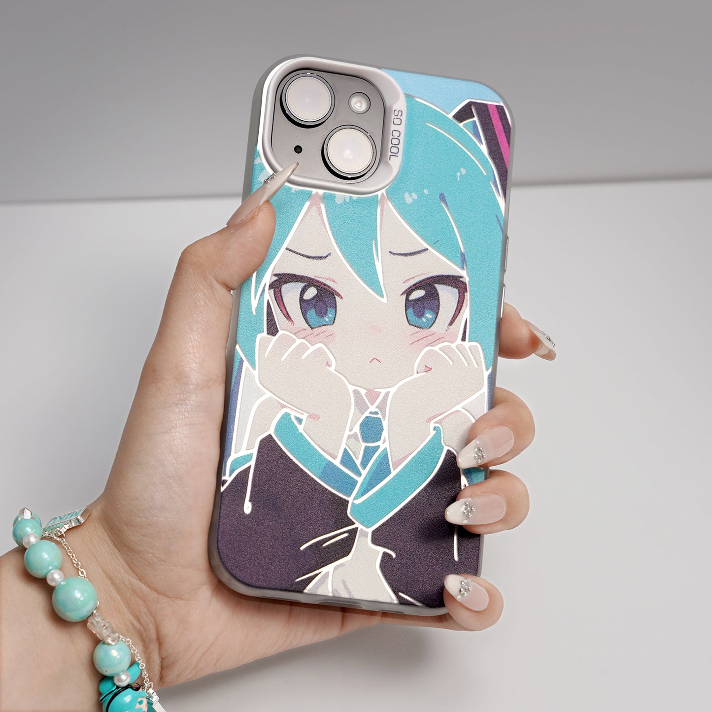 Hatsune Miku Holographic Gradient Phone Case – Angle-Shift Color Effect Protective Cover, Scratch-Resistant & Anti-Drop – Compatible with iPhone, Samsung and Xiaomi