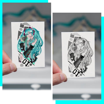 Hatsune Miku Temporary Tattoos – Waterproof Temporary Tattoos for Cosplay, Parties, Festivals, Concerts, and Anime Conventions– 2 pcs (Mixed Designs)