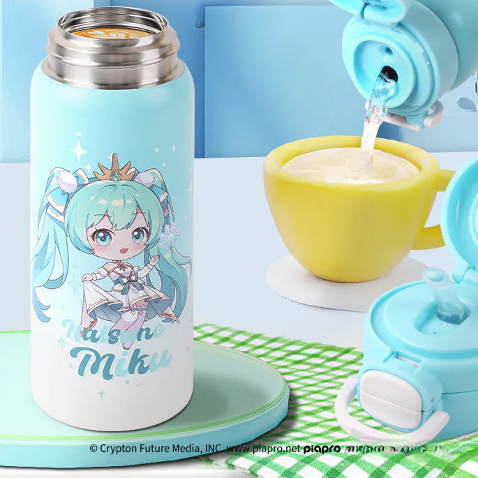 Offiziell lizenzierte Hatsune Miku-Thermoflasche mit Schneeflocken-Motiv
