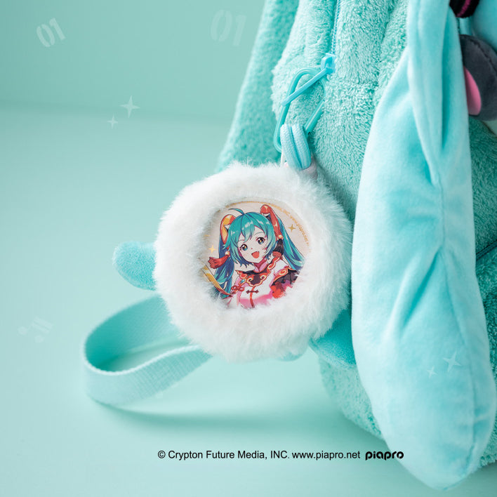 Offiziell lizenzierter Hatsune Miku-Plüschanhänger mit zusammengekniffenen Augen und Taschenspiegel