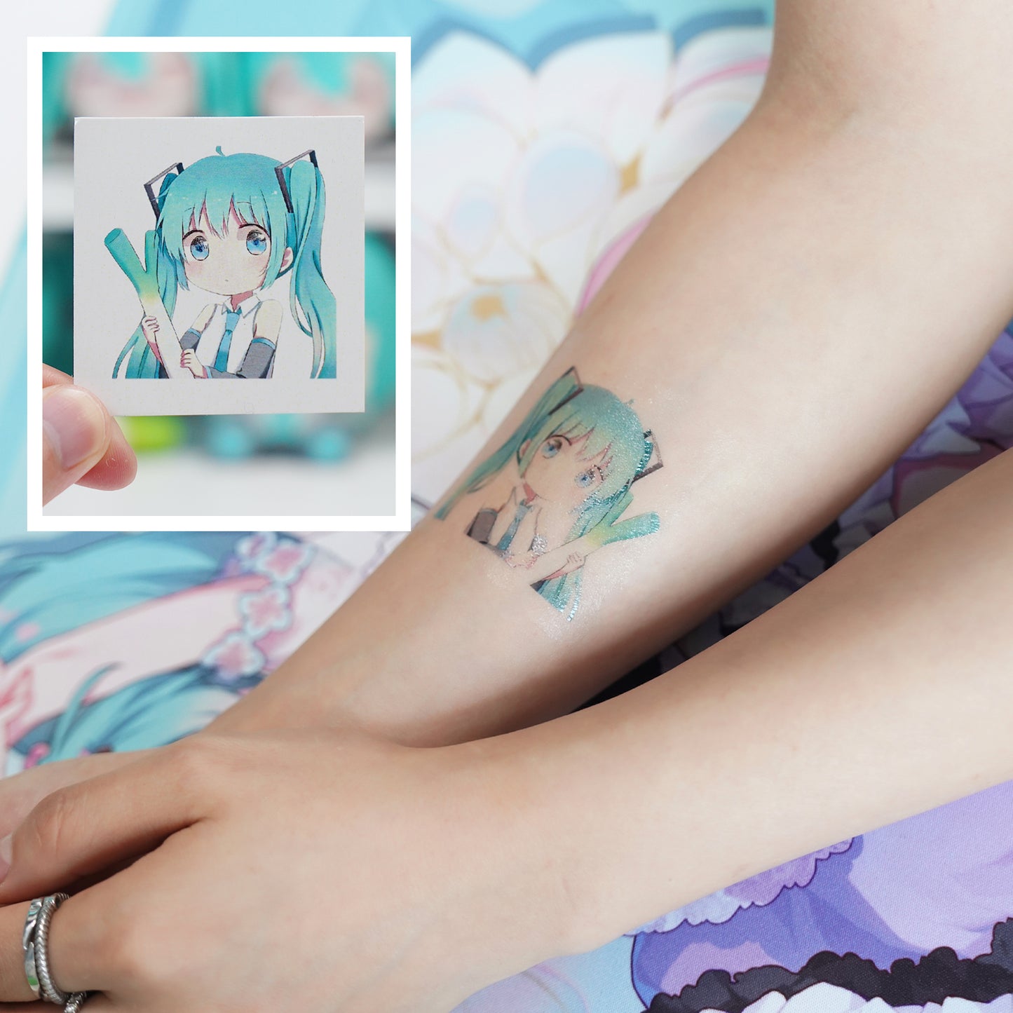 Hatsune Miku Temporary Tattoos – Waterproof Temporary Tattoos for Cosplay, Parties, Festivals, Concerts, and Anime Conventions – Set of 8 Designs