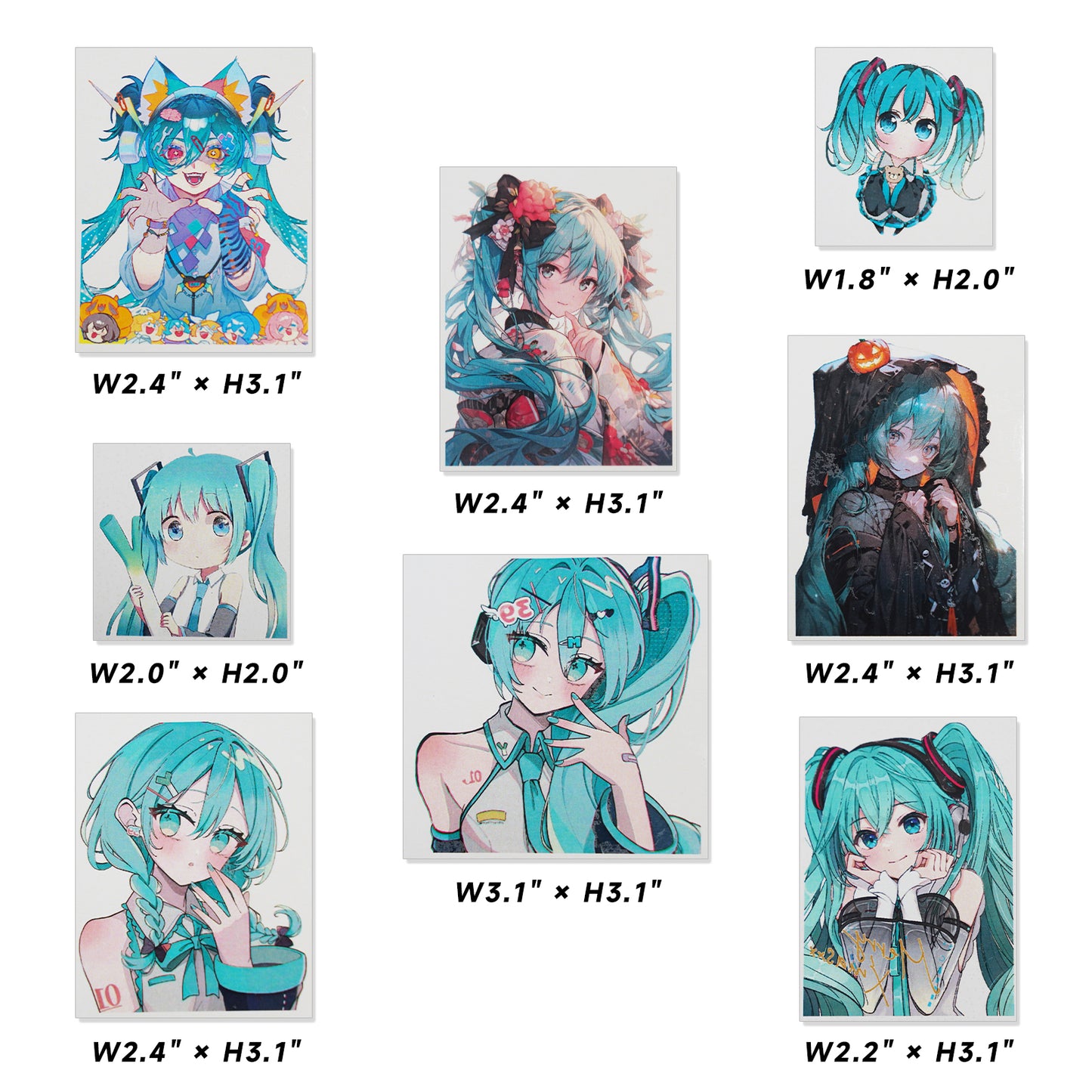 Hatsune Miku Temporary Tattoos – Waterproof Temporary Tattoos for Cosplay, Parties, Festivals, Concerts, and Anime Conventions – Set of 8 Designs