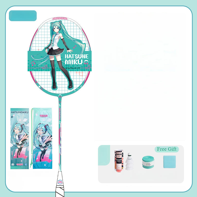 Raquette de badminton entièrement en carbone Hatsune Miku sous licence officielle