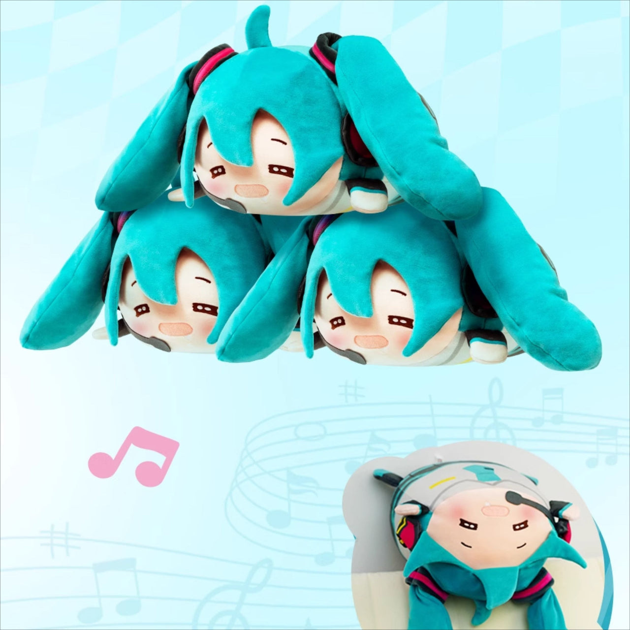 Coussin rond en peluche Hatsune Miku sous licence officielle