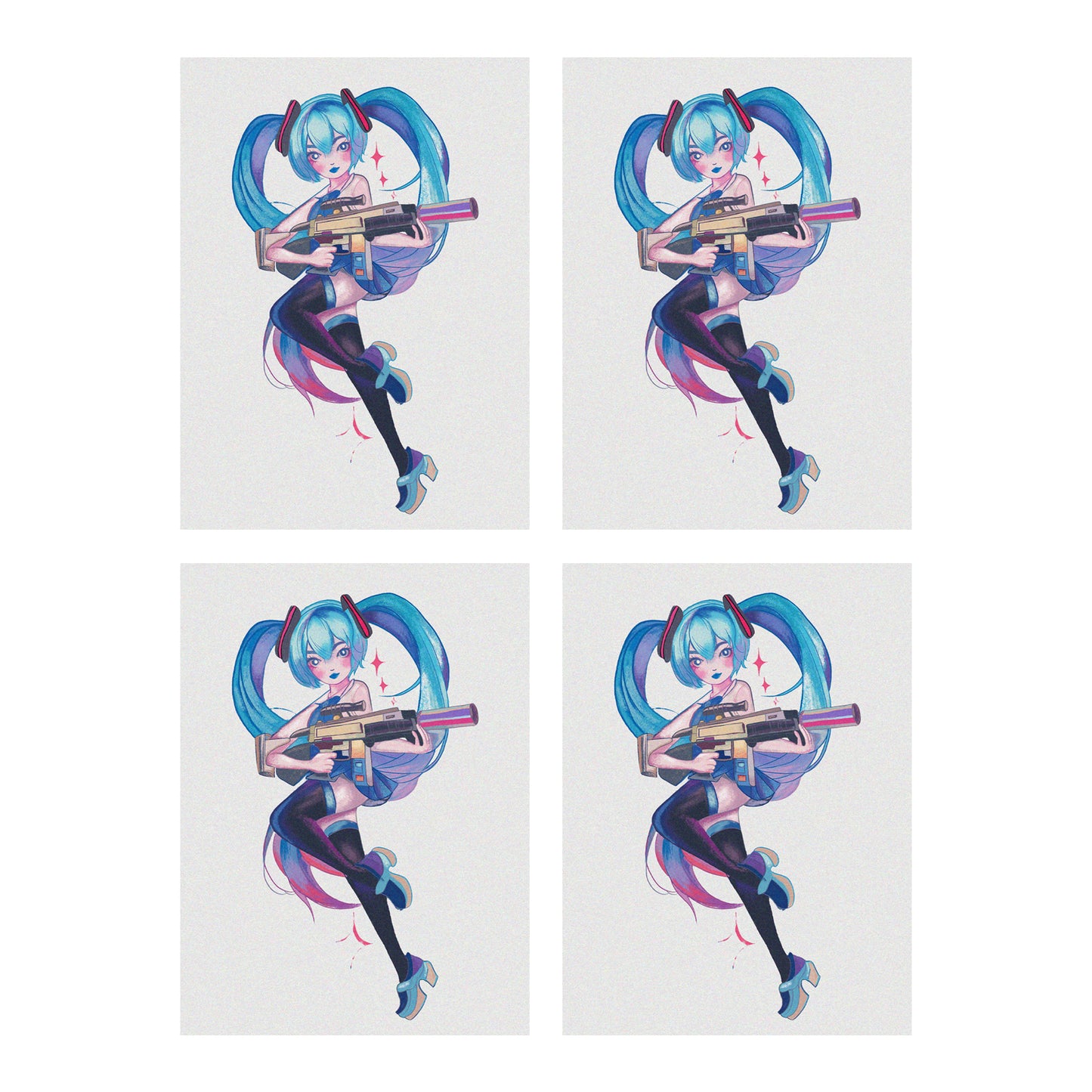 Hatsune Miku Leek Design Temporary Tattoos – Waterproof Temporary Tattoos for Cosplay, Parties, Festivals, Concerts, and Anime Conventions– 4 pcs (Same Design)