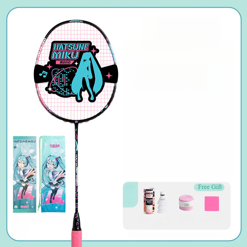 Raquette de badminton entièrement en carbone Hatsune Miku sous licence officielle