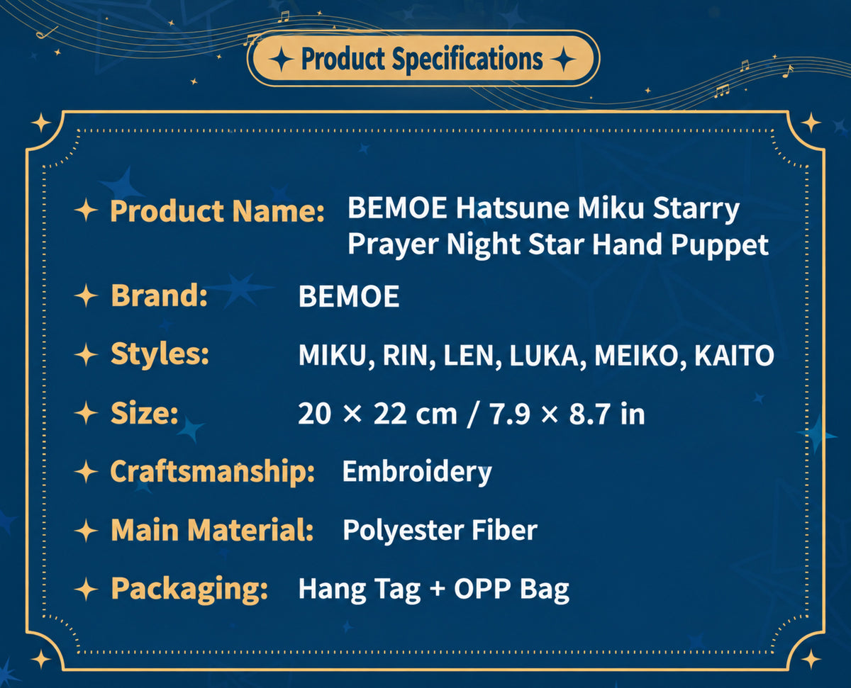 Officially Licensed BEMOE Hatsune Miku Star Prayer Night Hand Puppet – Kagamine Rin