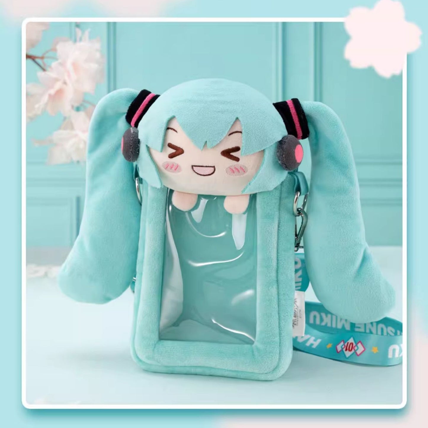 Sac bandoulière semi-transparent en peluche Hatsune Miku sous licence officielle