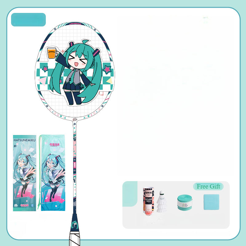 Raquette de badminton entièrement en carbone Hatsune Miku sous licence officielle