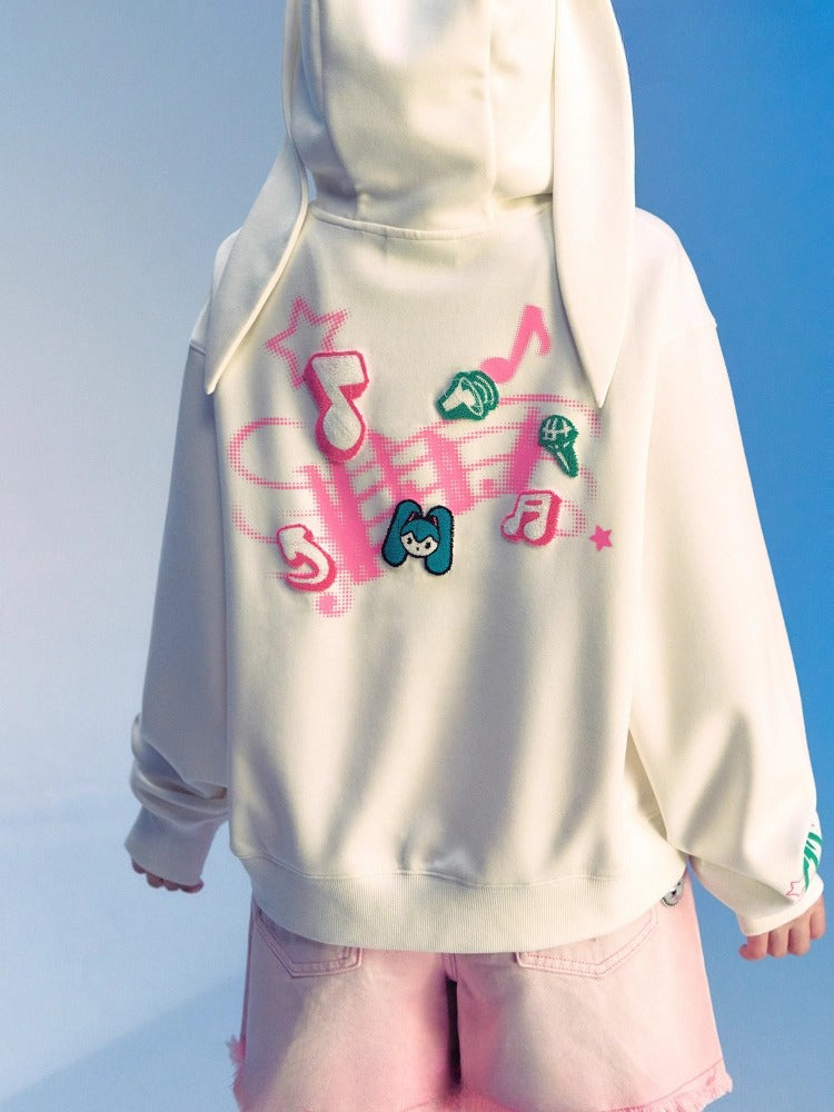 Official Licensed Hatsune Miku Twin-Tail Music Note Air-Layer Jacket – Cozy Fall Oversized Style