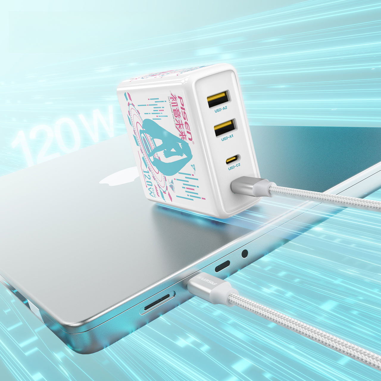 Officially Licensed Hatsune Miku 120W Fast Charging Set with Type-C Cables