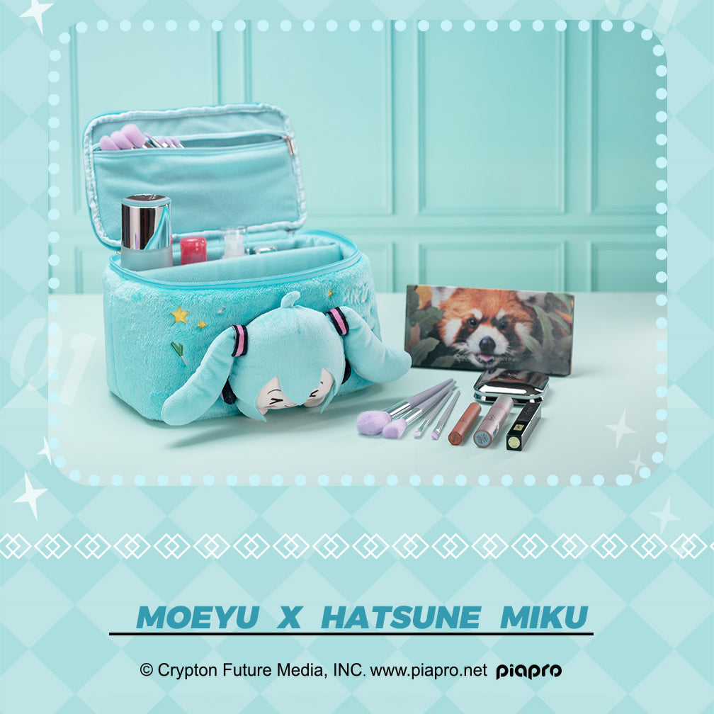 Trousse de maquillage en peluche Hatsune Miku Squinted Eyes Series sous licence officielle