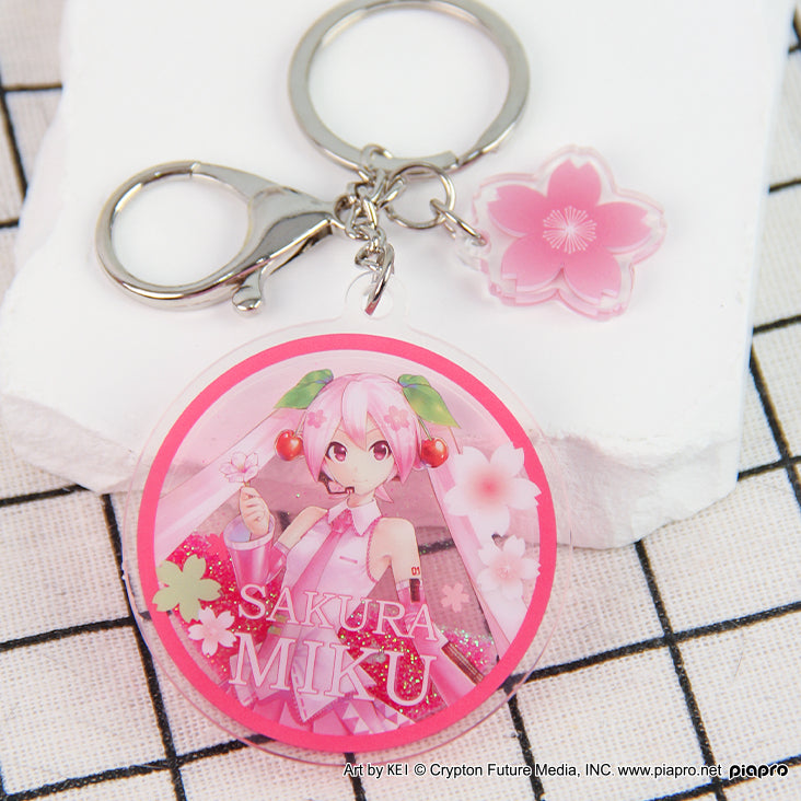 Officially Licensed Sakura Miku Pink Liquid Sand Acrylic Charm