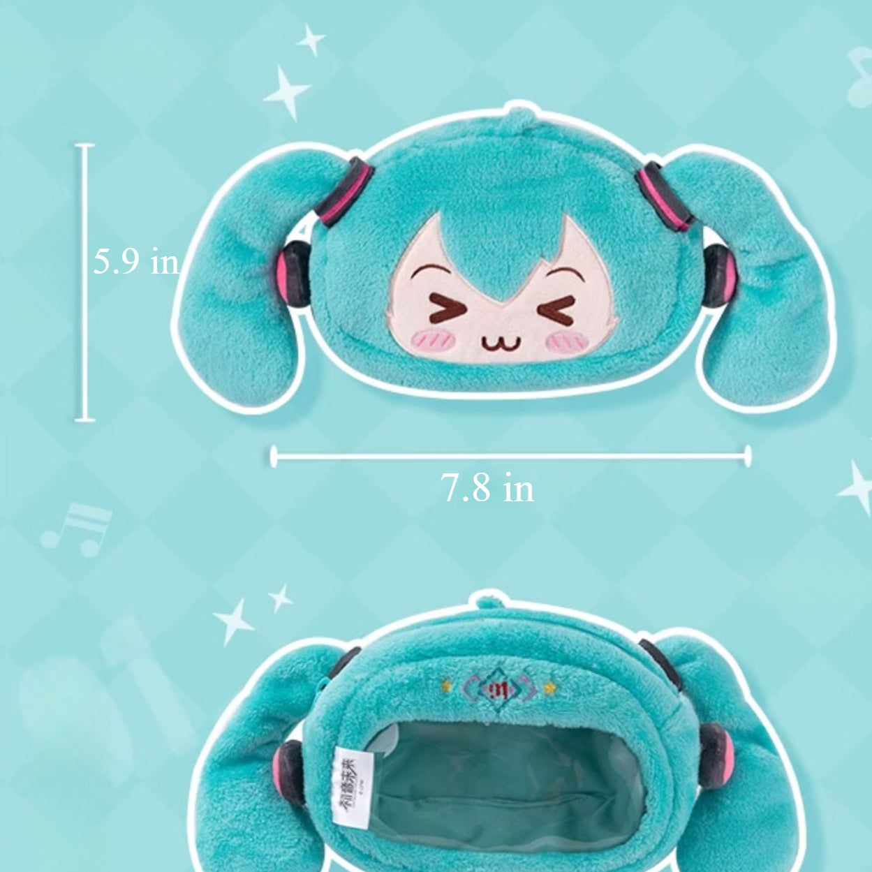 Trousse à crayons en peluche Hatsune Miku Squinted Eyes Series sous licence officielle