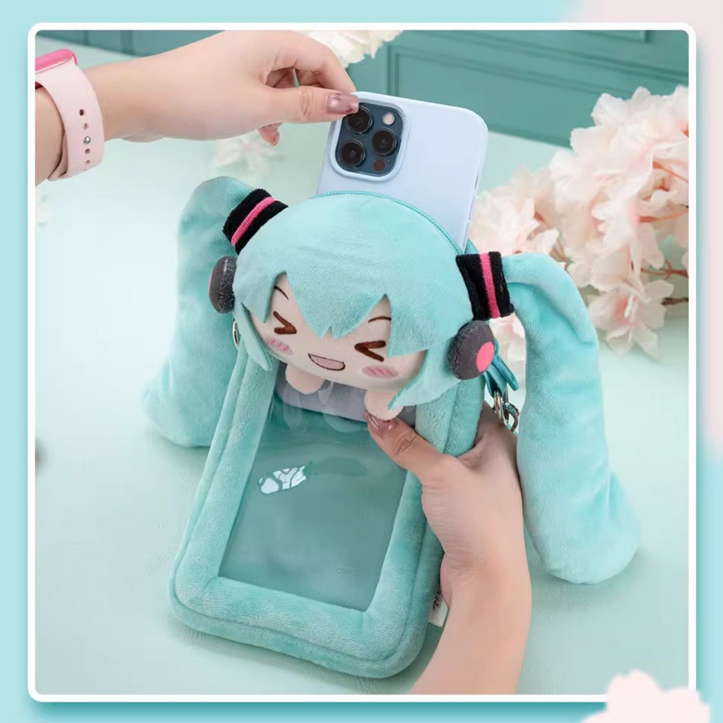 Sac bandoulière semi-transparent en peluche Hatsune Miku sous licence officielle