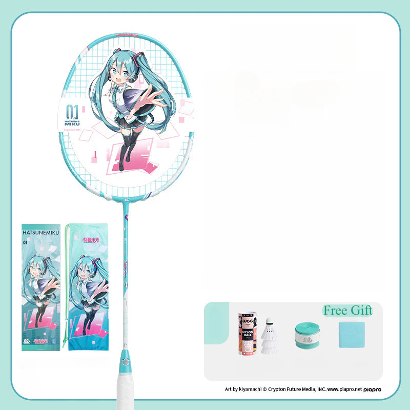 Raquette de badminton entièrement en carbone Hatsune Miku sous licence officielle