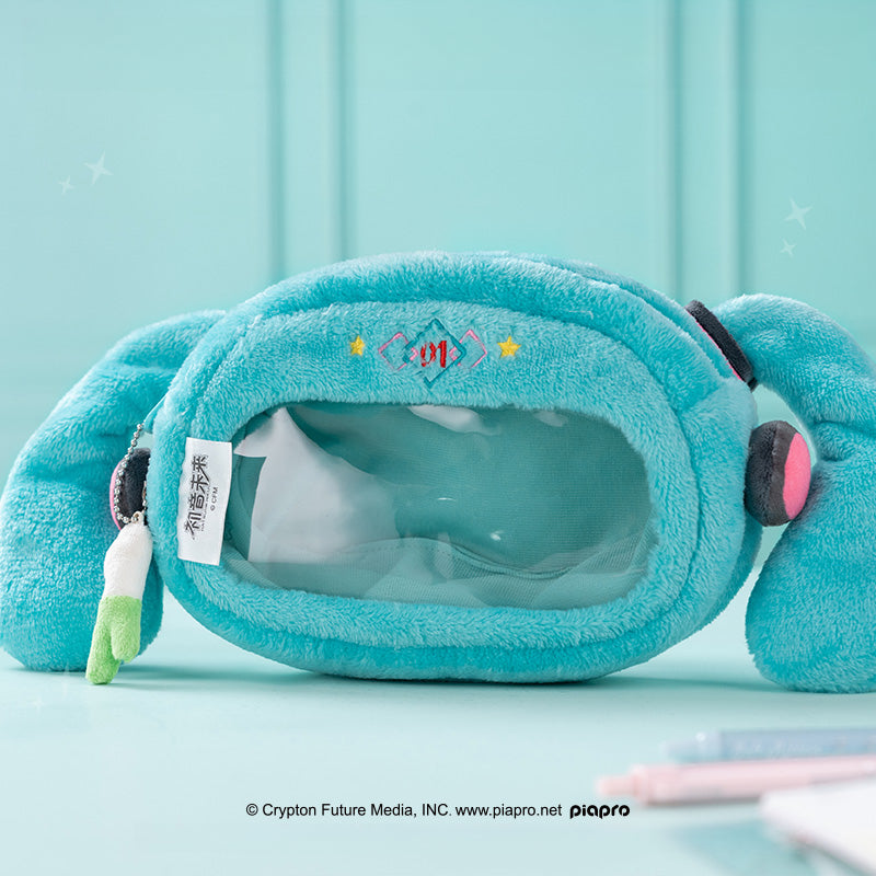 Trousse à crayons en peluche Hatsune Miku Squinted Eyes Series sous licence officielle