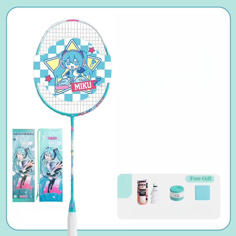 Raquette de badminton entièrement en carbone Hatsune Miku sous licence officielle