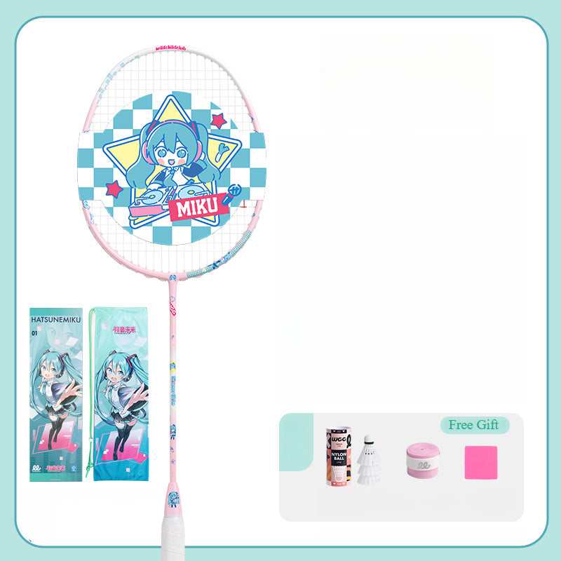 Raquette de badminton entièrement en carbone Hatsune Miku sous licence officielle