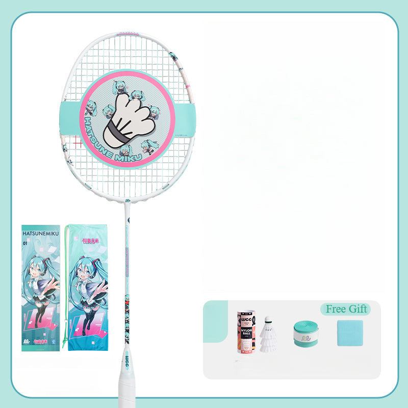 Raquette de badminton entièrement en carbone Hatsune Miku sous licence officielle