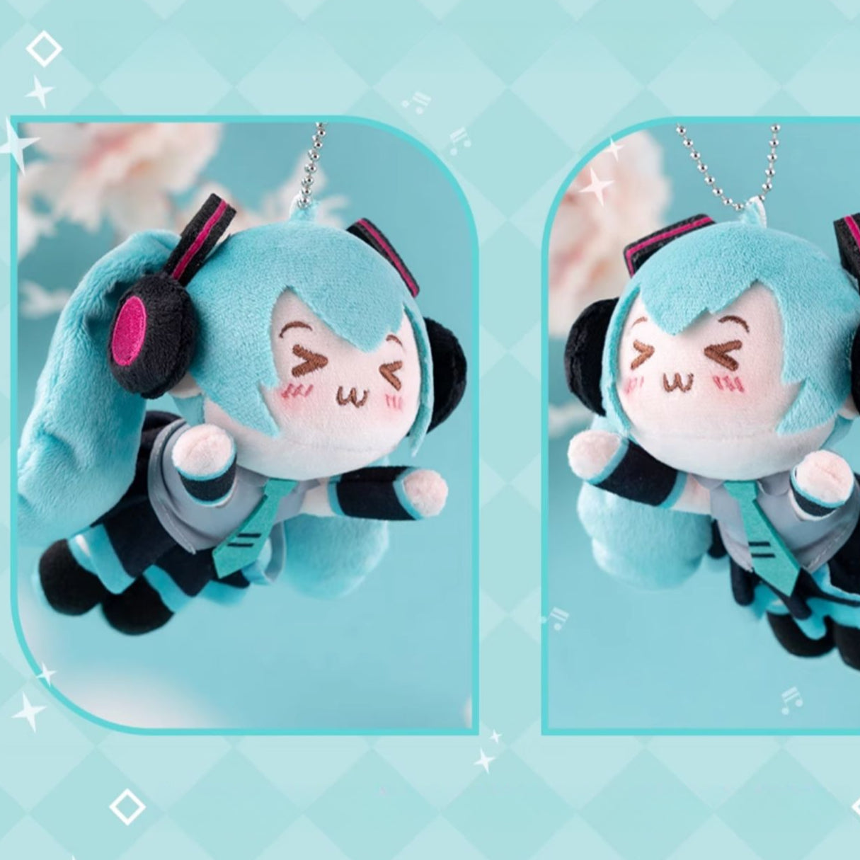 Officially Licensed Hatsune Miku Squinting Eyes Cute Plush Charm
