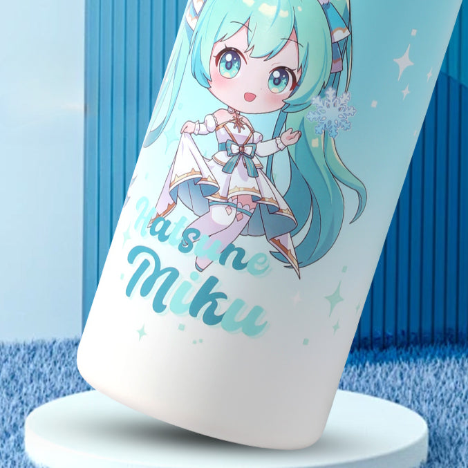 Offiziell lizenzierte Hatsune Miku-Thermoflasche mit Schneeflocken-Motiv