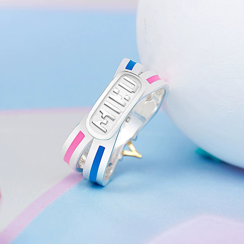 Offiziell lizenzierter Hatsune Miku-Ring im Vintage-Stil aus 925er Sterlingsilber – Innenumfang 61 mm