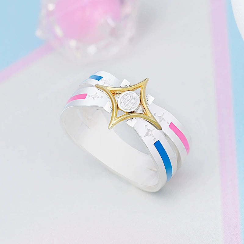 Offiziell lizenzierter Hatsune Miku-Ring im Vintage-Stil aus 925er Sterlingsilber – Innenumfang 61 mm