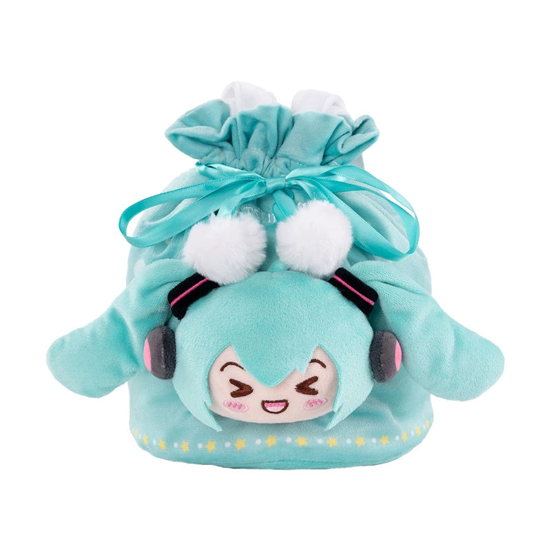 Sac à cordon en peluche Hatsune Miku Squinted Eyes Series sous licence officielle