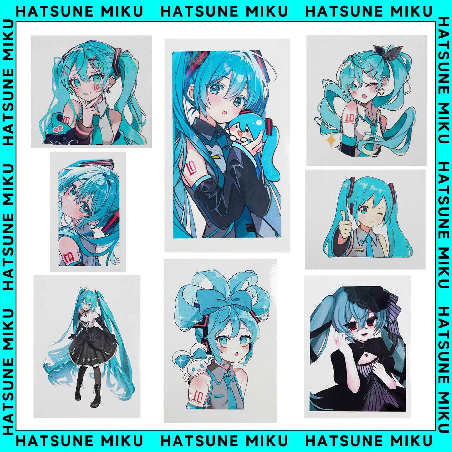 Hatsune Miku Temporary Tattoos – Waterproof Temporary Tattoos for Cosplay, Parties, Festivals, Concerts, and Anime Conventions – Set of 8 Designs