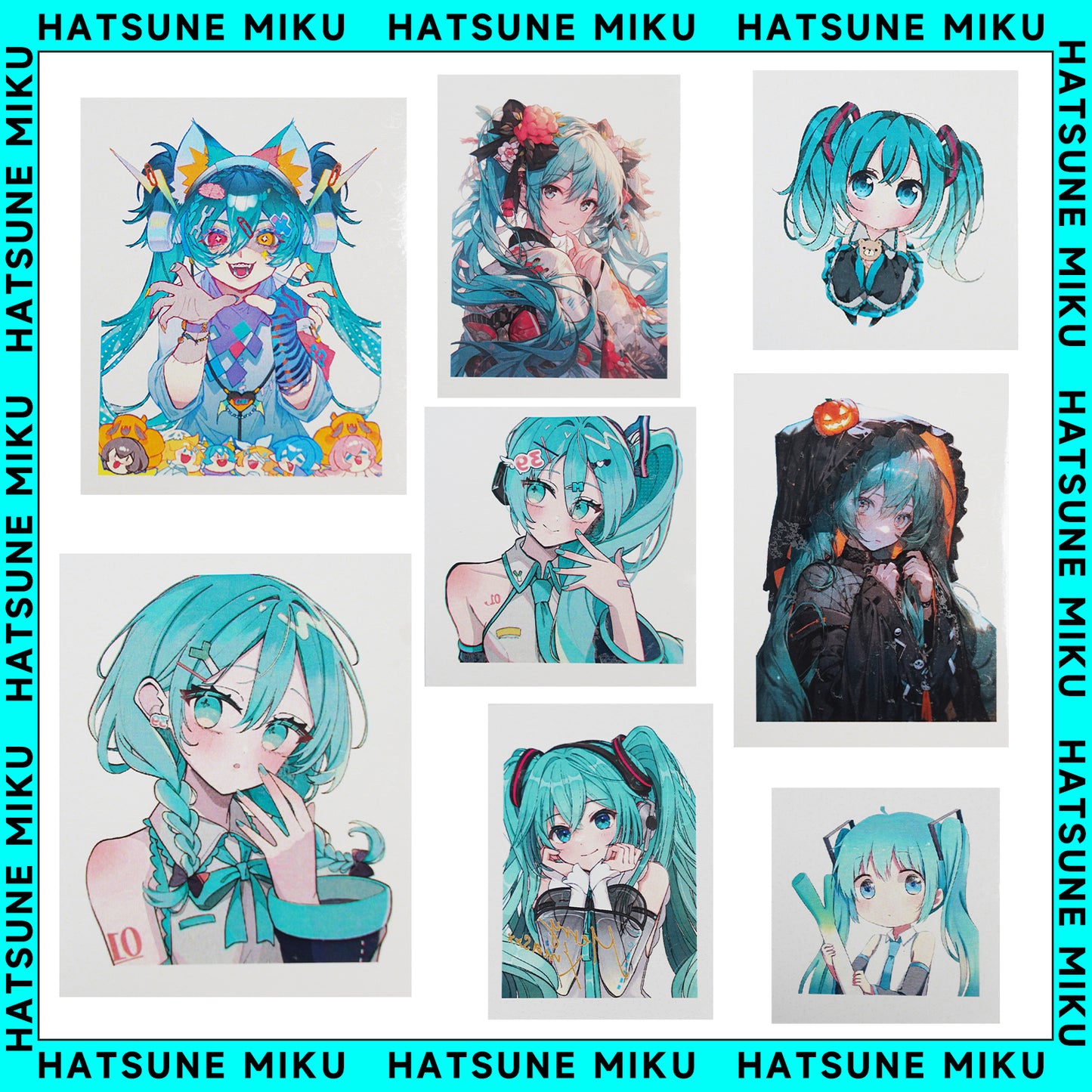 Hatsune Miku Temporary Tattoos – Waterproof Temporary Tattoos for Cosplay, Parties, Festivals, Concerts, and Anime Conventions – Set of 8 Designs