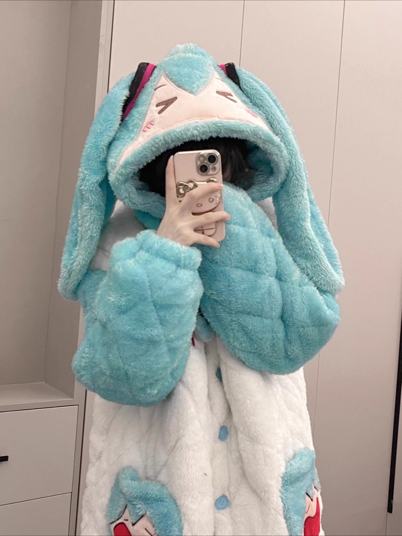 Hatsune Miku Triple-Layer Coral Fleece Pajama Set – Thick Winter Loungewear