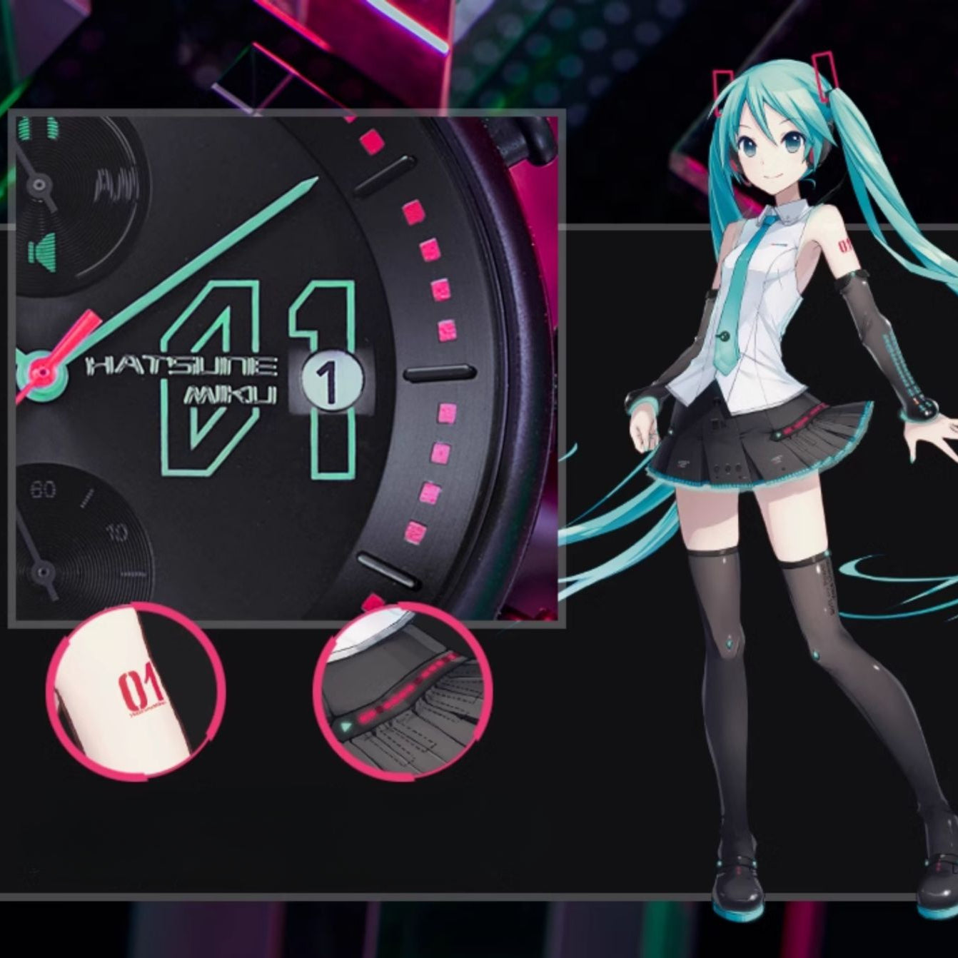 Offiziell lizenzierte Hatsune Miku Light & Shadow Concerto Solaruhr