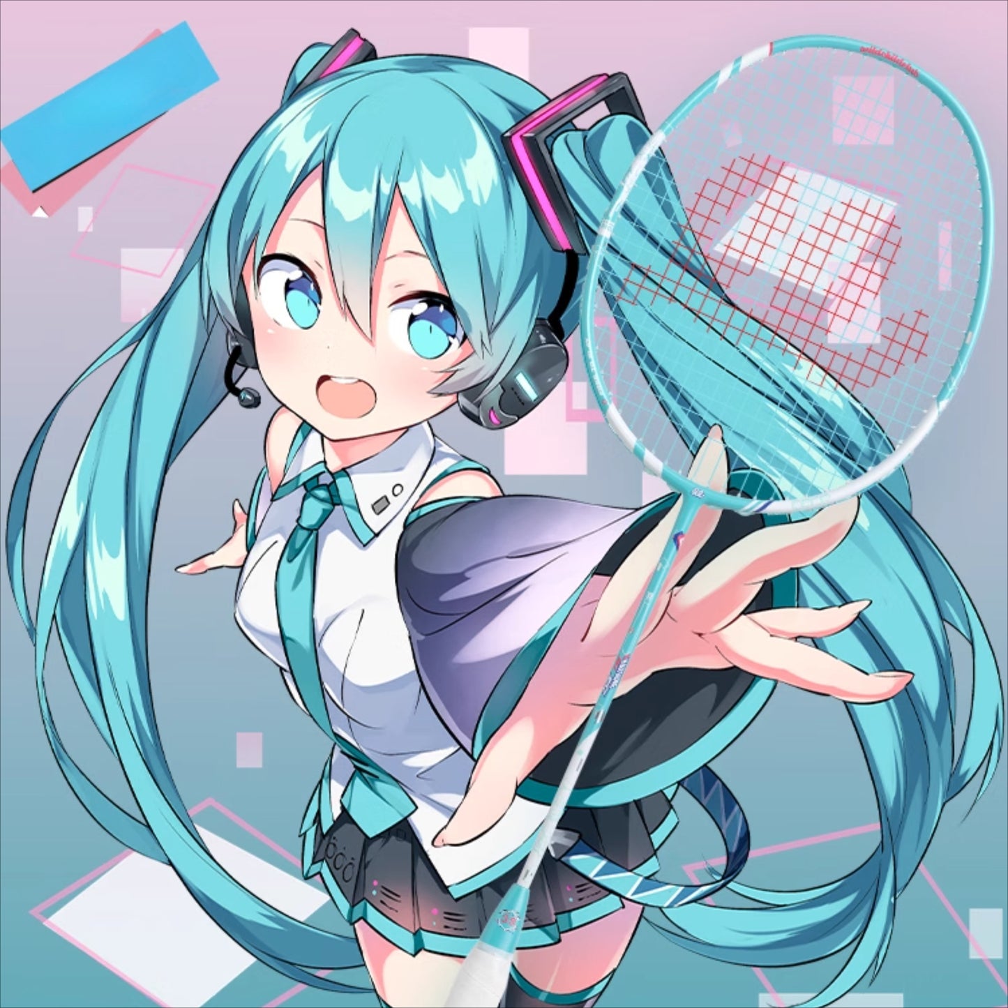 Raquette de badminton entièrement en carbone Hatsune Miku sous licence officielle