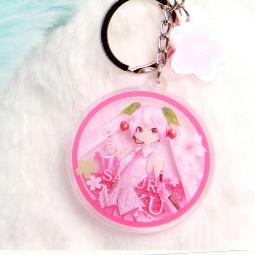 Officially Licensed Sakura Miku Pink Liquid Sand Acrylic Charm