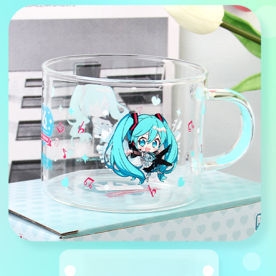 Officially Licensed Hatsune Miku 16th Anniversary Large Glass Cup with Coaster