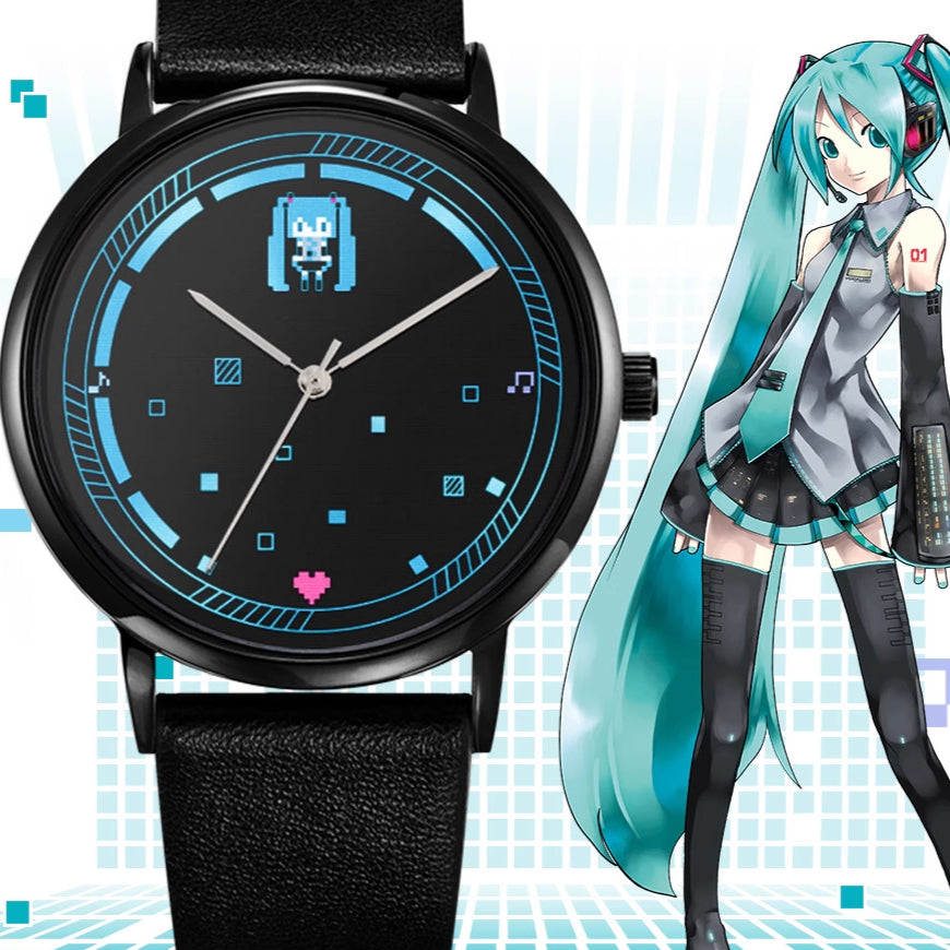 Officially Licensed Hatsune Miku Pixelated Miku Waterproof Slim Watch