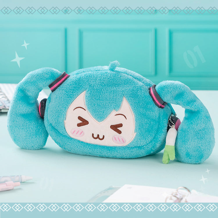 Trousse à crayons en peluche Hatsune Miku Squinted Eyes Series sous licence officielle