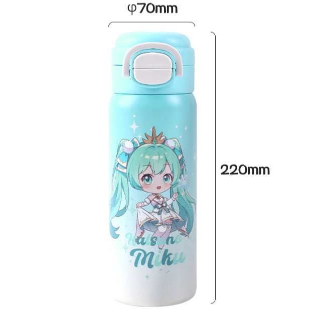 Offiziell lizenzierte Hatsune Miku-Thermoflasche mit Schneeflocken-Motiv