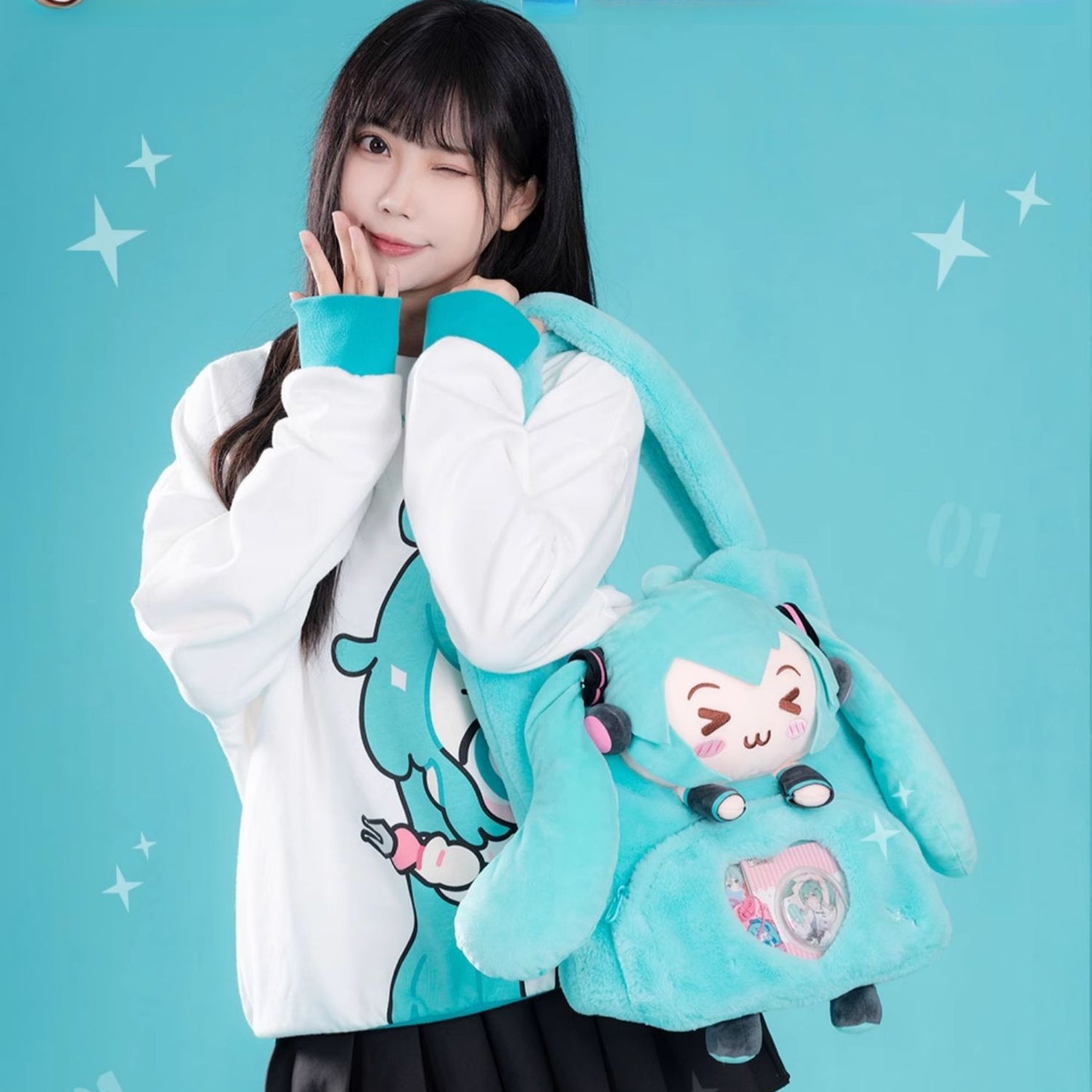 Officially Licensed Hatsune Miku Squinted Eyes Series Tote Bag