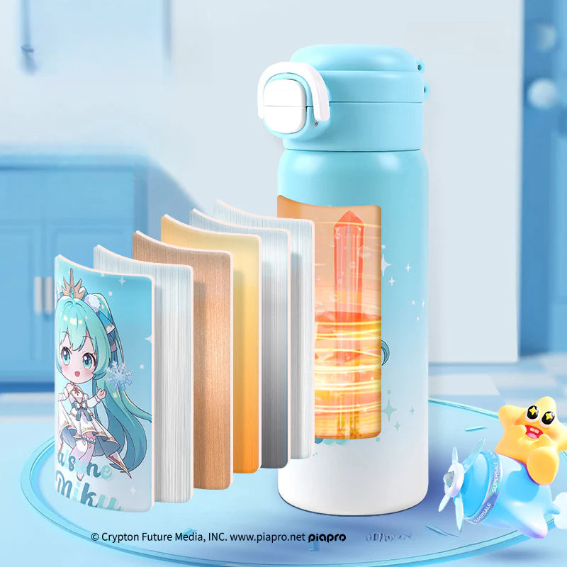 Offiziell lizenzierte Hatsune Miku-Thermoflasche mit Schneeflocken-Motiv