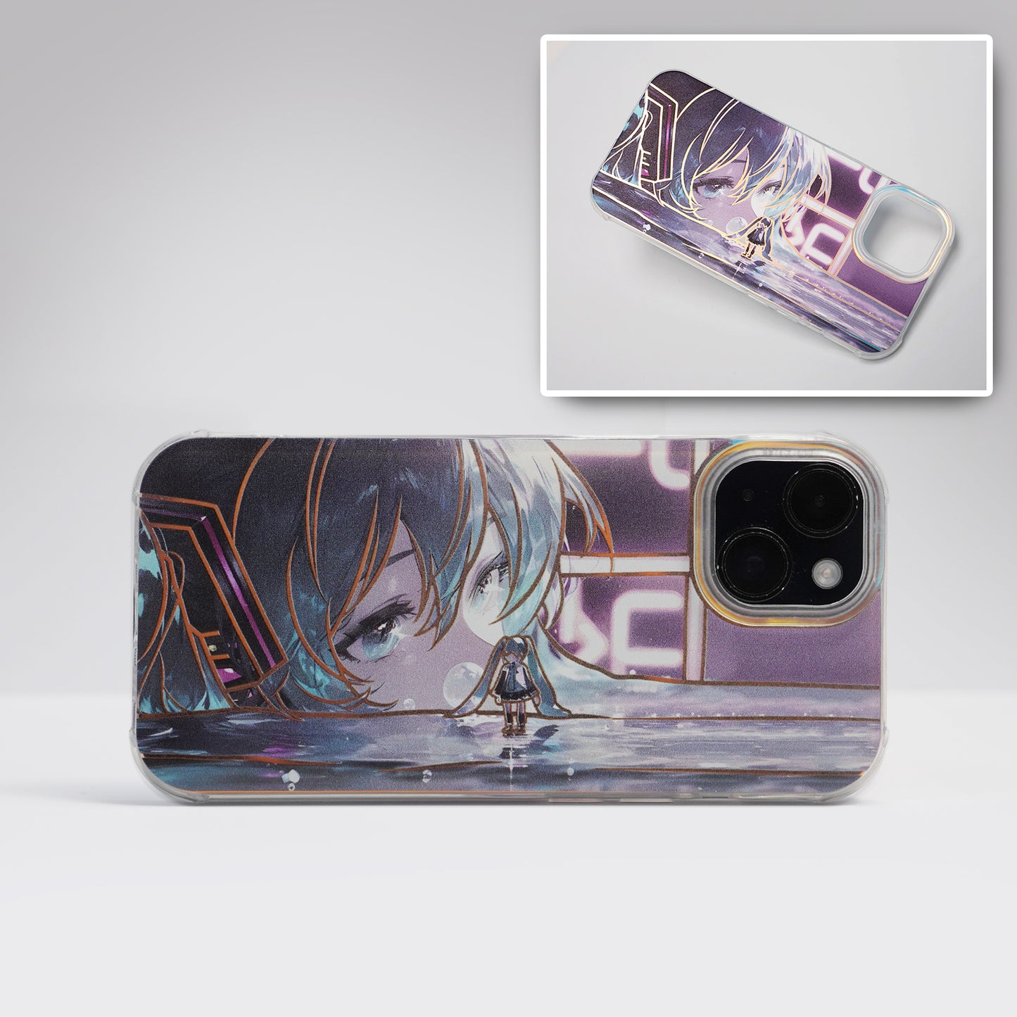 Hatsune Miku Holographic Gradient Phone Case – Angle-Shift Color Effect Protective Cover, Scratch-Resistant & Anti-Drop – Compatible with iPhone, Samsung and Xiaomi