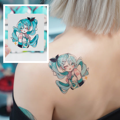 Hatsune Miku Temporary Tattoos – Waterproof Temporary Tattoos for Cosplay, Parties, Festivals, Concerts, and Anime Conventions – Set of 8 Designs