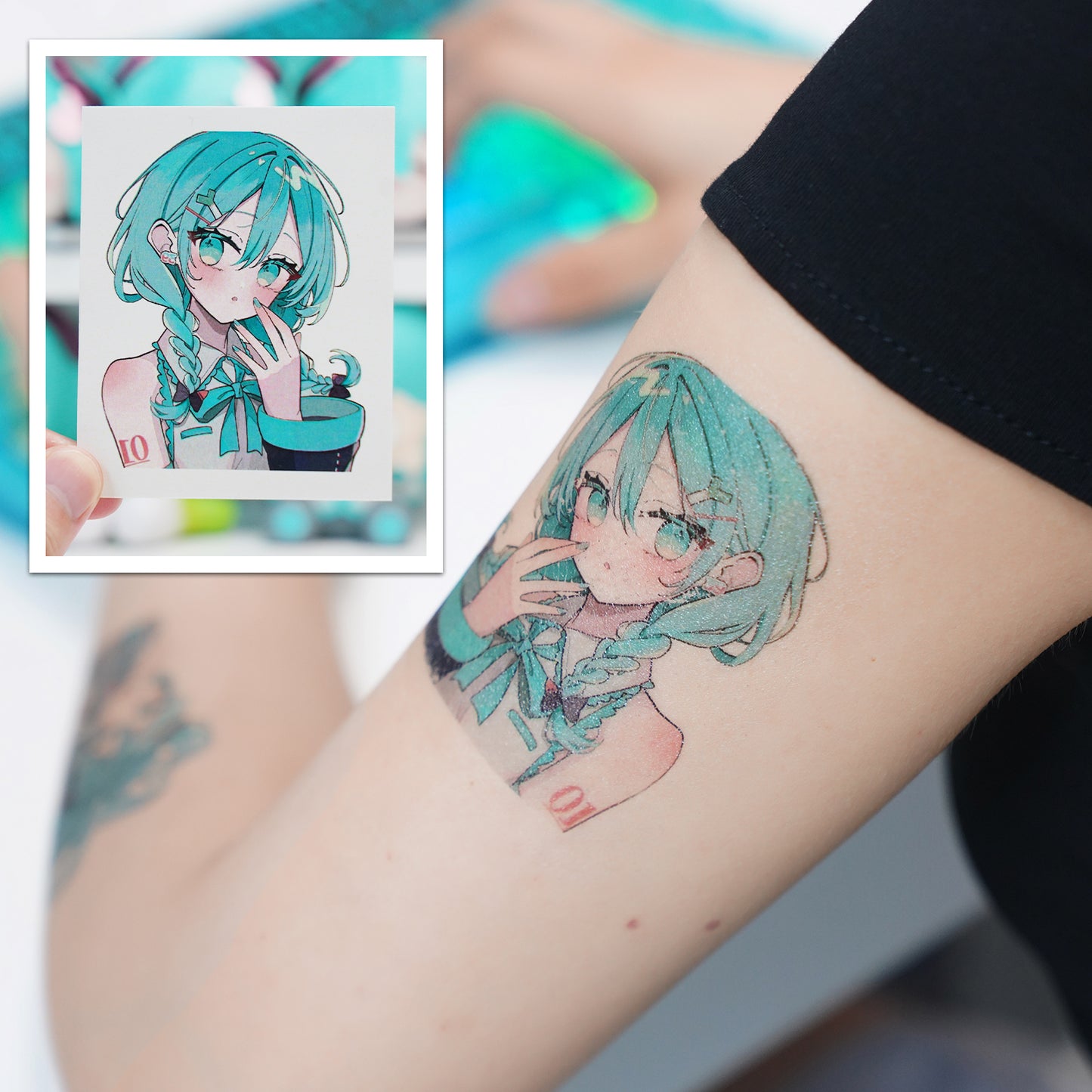 Hatsune Miku Temporary Tattoos – Waterproof Temporary Tattoos for Cosplay, Parties, Festivals, Concerts, and Anime Conventions – Set of 8 Designs