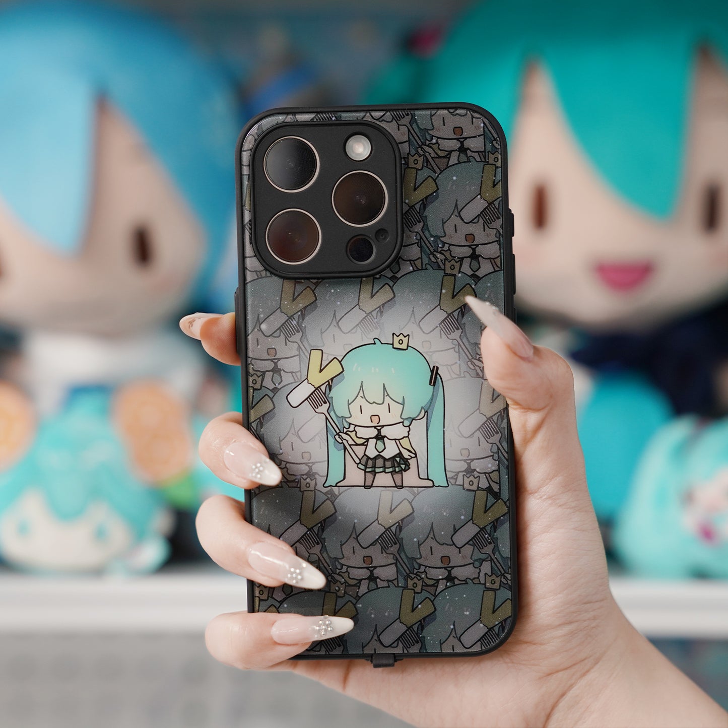 Hatsune Miku Smart Voice-Controlled Light Up Phone Case – Color-Changing Design Reactive to Calls, Messages and Music – Tempered Glass Back – Compatible with iPhone, Samsung and Xiaomi